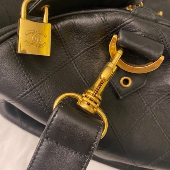 VIntage CHANEL Diamond-Quilted Leather Weekend Duffel - Picture 8 of 10